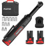PULITUO Jeu de clés à cliquet électriques à col rallongé 12 V 3/8" avec 2 batteries de 2,0 Ah et charge rapide, cliquet sans fil