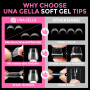UNA GELLA Capsule Americaine Ongle Ballerine Extra Courte, 216 Pièces 12 Tailles Forme Coffin en Acrylique Full Cover Autocollan