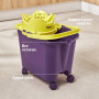 Mery | Ensemble Seau+vadrouille+bâton | Poubelle à roulettes Automatique Violet et Citron Vert, 14 L | Vadrouille absorbante en 