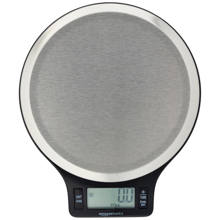 Amazon Basics Balance de cuisine numérique, sans bisphénol A, en acier inoxydable avec affichage LCD (piles fournies), Noir