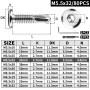 XRXYMQ 80 Pièces Vis Autoforeuse 410 Inoxydable M5.5x32 mm Vis Autoforeuse Métal pour Structures Métalliques Tôles, Mobilier Bri