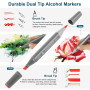 GC QUILL Feutre à alcool -121 Couleurs Marqueurs à pinceau et Ciseau,Feutres à Alcool Pour professional dessin, Croquis, Manga, 