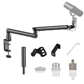 Bras De Micro, Suspension Supports De Microphone, Gestion Des Câbles Compatible Avec Blue Yeti, Snowball Ice, Hyperx Quadcast, S