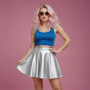 Aomig Femme Jupe Patineuse Extensible Métallisée, Robe Paillette Disco Jupe Courte, Métallisée Shiny Mini Jupe Taille Haute, Jup