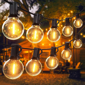 SUWIN Guirlande Guinguette Extérieur 30M, Guirlande Lumineuse Exterieure avec 50+2 G40 LED Ampoules IP45 Imperméable, Blanc Chau