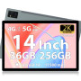 LEVIRTU Tablette 14 Pouces Android 14 Tablets, 256GB ROM(Expand to 2TB), 36GB(12+24) RAM, Octa-Core 2.0GHz,11580mAh Battery, 200
