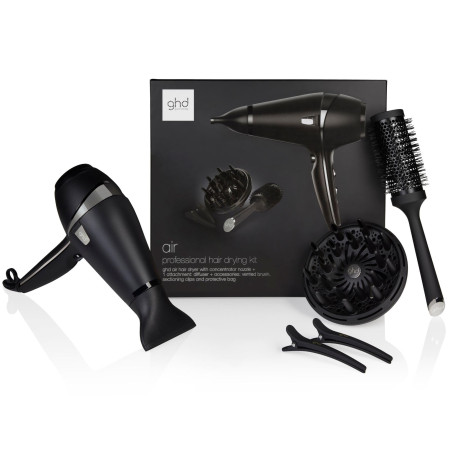ghd - Coffret sèche-cheveux ghd Air - Sèche-cheveux professionnel (Noir) - Brosse, Diffuseur et Pinces inclus - Séchage et coiff