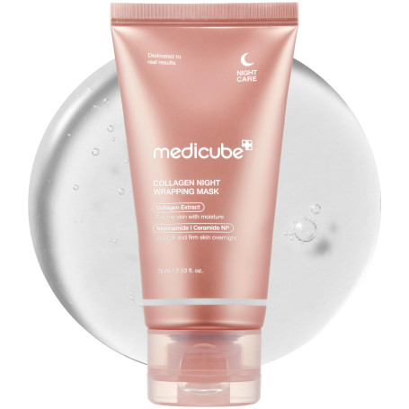 Medicube Collagen Night Wrapping Cream pour l'élasticité et l'hydratation - Masque de sommeil du visage avec film d'emballage de