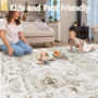 Homcomodar Grand tapis lavable salon, salle à manger, chambre à coucher, bureau - Beige - 200 x 290 cm