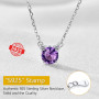 PROSILVER Collier Femme Pierre de Naissance Argent 925, Pendentif Fille Tête de Chat Mignon en Zircon Cubique