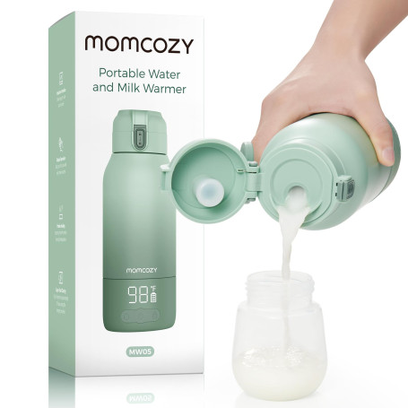 Momcozy Chauffe Biberon Portable pour Nomade sans Fil, Chauffage Rapide et Longue Autonomie, 2 Modes de Chauffe pour Lait Matern