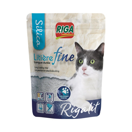 RIGA - Rigalit Fine - Litière Pour Chat - Gel De Silice - Origine Minérale - Hyper Absorbante - Neutralise Odeurs Et Bactéries -