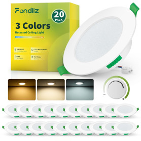 Fondiiz Lot de 20 Spot LED Encastrable Dimmable, 6W 700LM Spot LED Extra Plat Blanc Chaud 2700K Blanc Neutre 4000K Blanc Froid 6