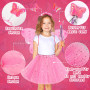 POWZOO Costume Papillon Enfants,4 pièces Déguisement de fée Papillon rose,Tutu+Ailes+Baguette+Serre-tête.Déguisement Papillon po