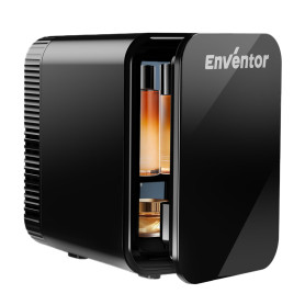 Enventor Mini-Frigo 4L, 6 Canettes, Prise 12V/220V, Fonction Refroidissement et Chauffage, Petit Réfrigérateur Cosmétique, Compa