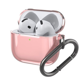 BoerHang Coque Compatible avec AirPods 4 2024, TPU Antichoc Transparent Simple [LED Frontale Visible] Compatible avec AirPods 4 