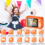 ARNSSIEN Appareil Photo Enfant avec Grand Écran 2,4" et Objectif Pivotant 180°,Appareil Photo Numérique Enfant pour Filles et Ga