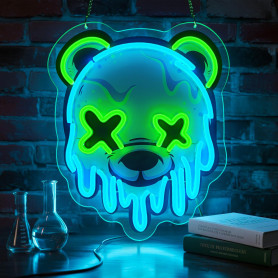 Flixyticy Enseigne Lumineuse Néon Ice Bear, Panneau lumineux suspendu à LED pour chambre d'enfant, décoration murale, fête, vaca