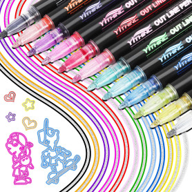 YITHINC Feutres Paillettes, Cadeau Fille 4-12 Ans, 12 Couleurs Stylo Paillette Marqueur Magique pour Anniversaire, Peinture, Bri