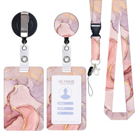 Zemolo Porte Badge de Carte d'Identification avec Cordon Tour de Cou, Porte-cartes Swivel Lobster Clasp avec Lanières Rétractabl