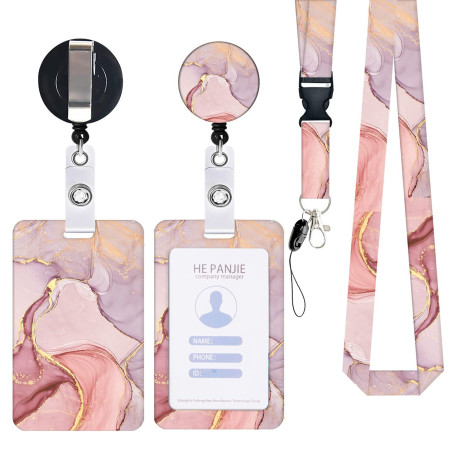 Zemolo Porte Badge de Carte d'Identification avec Cordon Tour de Cou, Porte-cartes Swivel Lobster Clasp avec Lanières Rétractabl
