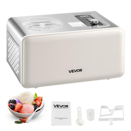 VEVOR Sorbetière Automatique Capacité de 2 L, Turbine à Glace Sorbets avec Compresseur Intégré, Machine à Glace Électrique sans 