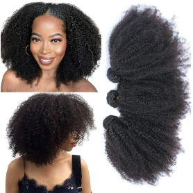 Tissage Bresilien Cheveux Humain Afro Kinky Curly Human Hair Bundles 14 16 18 pouces Remy Trames de Tissage Cheveux Naturels Bou