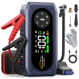9-in-1 Booster Batterie Voiture avec 150PSI Gonfleur Pneus, 12V Démarreur Voiture Puissant, Booster Batterie Moto avec 500 Lumiè