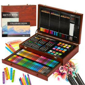 KINSPORY Mallette dessin Enfant, 146 pièces coloriage kit dessin Enfant, Art Set, Mallette de Coloriage