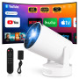 Projecteur Video Mini Videoprojecteur 4k Retroprojecteur Android 11 WiFi 6/BT 5.4 1080P Full HD Supporté pour TÉLÉPhone PC Lap S