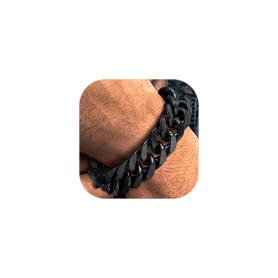 Richsteel Bracelet Homme Plaqué Or/Noir/Acier Inoxydable 19/21/23cm de Longueur - Chaîne Gourmaette Maille Grosse 8/12/17mm de L