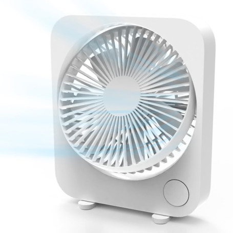 ILLUMYN Ventilateur de bureau rechargeable, portable, ultra silencieux, avec flux d'air puissant pour bureau, chambre à coucher,