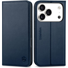 Shieldon Coque Cuir Véritable pour iPhone 17 Pro 6,3 Pouces 5G 2025, Etui Housse Portefeuille de Cartes, RFID Blocage, Fonction 
