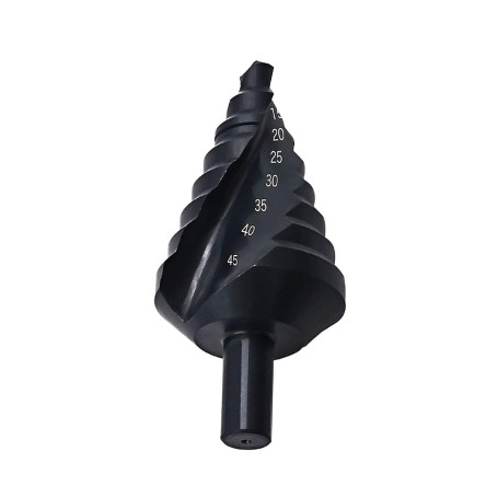 Mengshen HSS Forets étagés 10-45mm Flûte à Spirale, Poignée Triangle Foret à Queue pagode en Nitrile avec Foret pour Acier au Ca