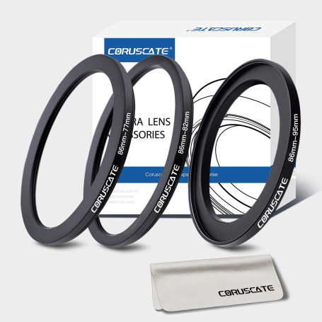 Lot de 3 adaptateurs de bague de filtre (86 mm), filtre d'objectif Step Down Ring + anneau Step Up compatible avec toutes les ma
