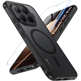 Fin2feel Magnétique Coque pour Xiaomi 15T Pro, Compatible avec MagSafe avec Verre Trempé, Mat Translucide PC Dur Housse Arrière,