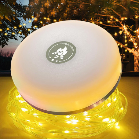 Guirlande Lumineuse de Camping, 8 Modes D'éclairage,2800mAh,Dure Jusqu'à 14 Heures,4 EN1 Guirlande Lumineuse Extérieure Portable