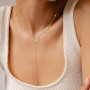 RIXERKOC Collier Longue en Y pour Femme, Colliers Lariat Plaqué Or 14k avec pendentif en Forme de Soleil Collier en Cristal or e