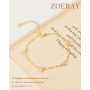 ZOERAY Bracelet Femme Argent Or en Trefle à 4 Feuilles Réglable Bracelet 18K Plaqué Or en Zircon Cubique Papillon Fleur Bracelet