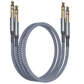 RUXELY Câble Instrument Audio Stéréo 6.35mm (1M/2 Pack) Cordon Tressé en Nylon Jack TRS 1/4 Mâle vers Mâle pour Guitare Électriq