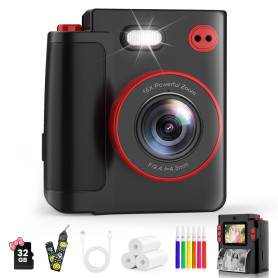 MYSTILUCK Appareil Photo Instantané Enfants, 1080P Appareil Photo Numérique Enfant & Caméra Vidéo avec Carte de 32GB & Papier d'