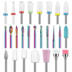 Lot de 26 Embout Ponceuse Ongles, 3/32" Professionnels Embouts en Céramique/Diamant pour Lime à Cuticules pour Ponceuse à Ongles