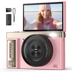 Appareil Photo Numérique 4K Digital: 64MP Appareils Numérique avec Écran Rabattable 180° - Camera pour Vlog avec Carte 32GB - po