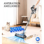 Aspirateur Balai Sans Fil Puissant - Électrique Silencieux Aspirateurs Balais Autonomie Rechargeable Batterie avec Cyclonique Br