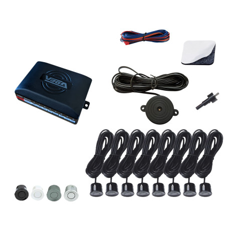 Radars de recul sonore Avant arrière VEGA® Marque Française sonore 8 capteurs Noirs