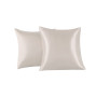 Lot de 2 Taies Oreiller en Satin 65 x 65 cm, Oreiller Satin Beige, Satinées Housse d'oreiller Doux Prend Soin de Votre Peau et A