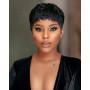 Fereowth Perruque Femme Naturelle Courte Pixie Perruque Courte en Cheveux Humains Short Human Hair Wig with Bangs Droit Brésilie