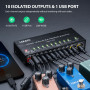LEKATO Guitar Power Supply, 10 sorties DC isolées pour 9V/12V/18V, 100mA 500mA Effect Pedal Power Supply for Musical Instruments