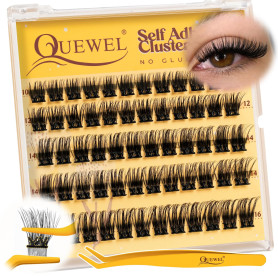 QUEWEL Auto - adhésifs Extension Cils Apparence naturelle, pas besoin de colle Faux Cils kit, 60 de Cils réutilisables pour les 