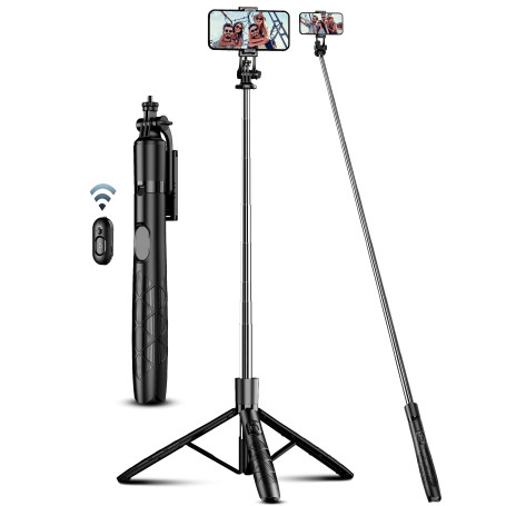 163.5CM Perche à Selfie, Trépied Smartphone, Extensible Selfie Stick Trépied de Téléphone avec Télécommandeet Support pour Télép